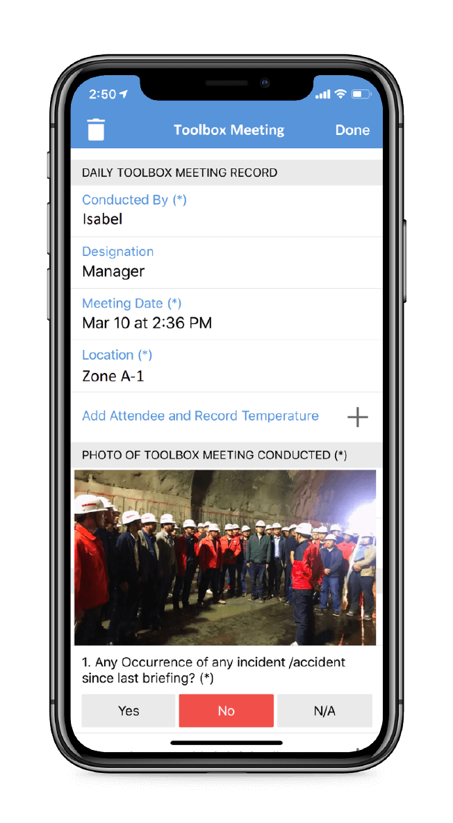 Safety meeting app