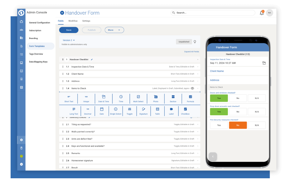 Form builder on Novade Lite